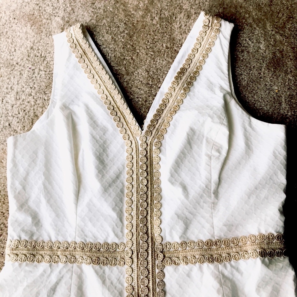 Lilly Pulitzer White and Gold Summer Dress